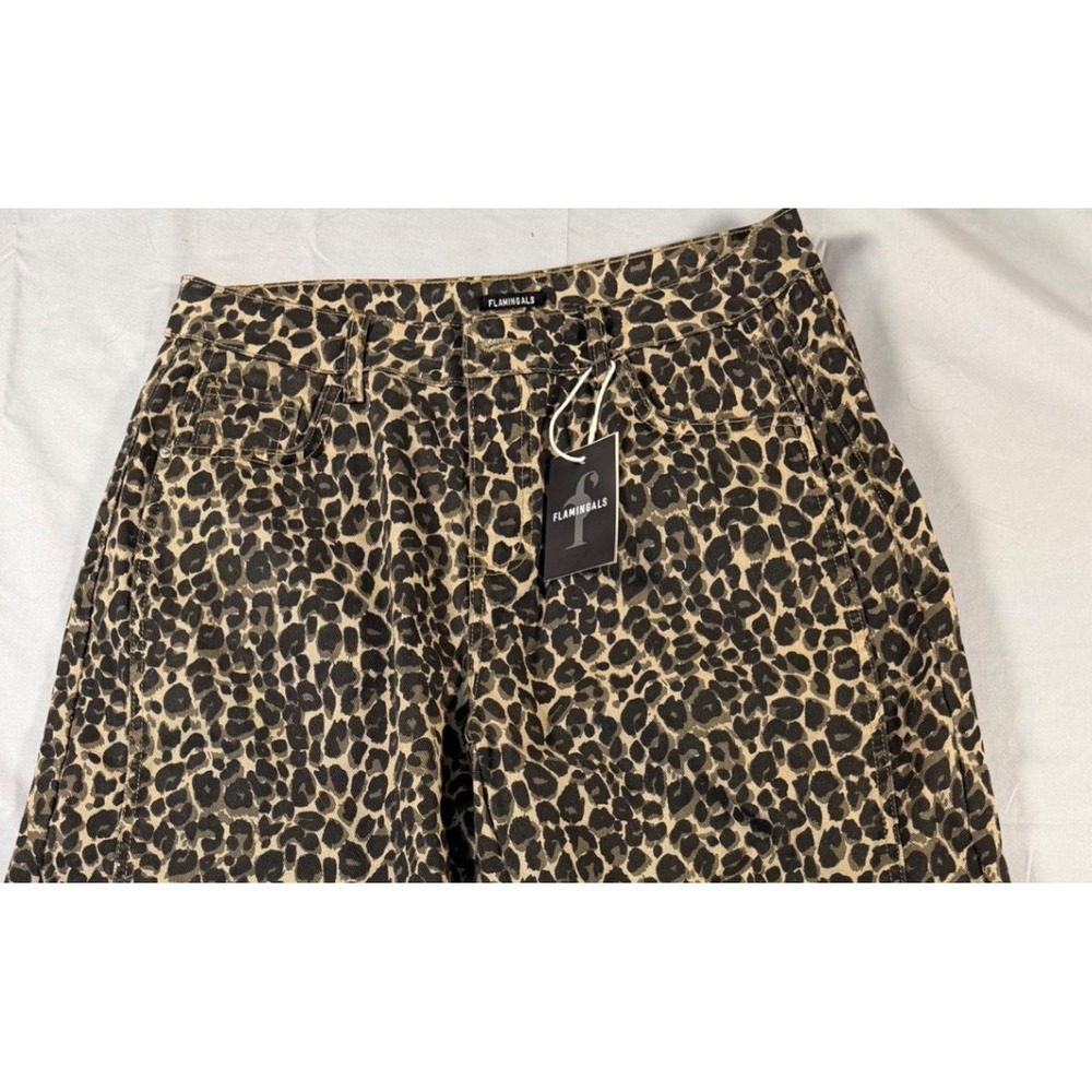 Flamingals Leopard Animal Print Wide Leg Pants XL High Waist Streetwear NWT - Picture 9 of 9